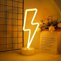ENUOLI LED Lightning Shaped Neon Signs Lights Battery Operated/USB Powered Warm White Art LED Decorative Night Lights Table Decor for Living Room