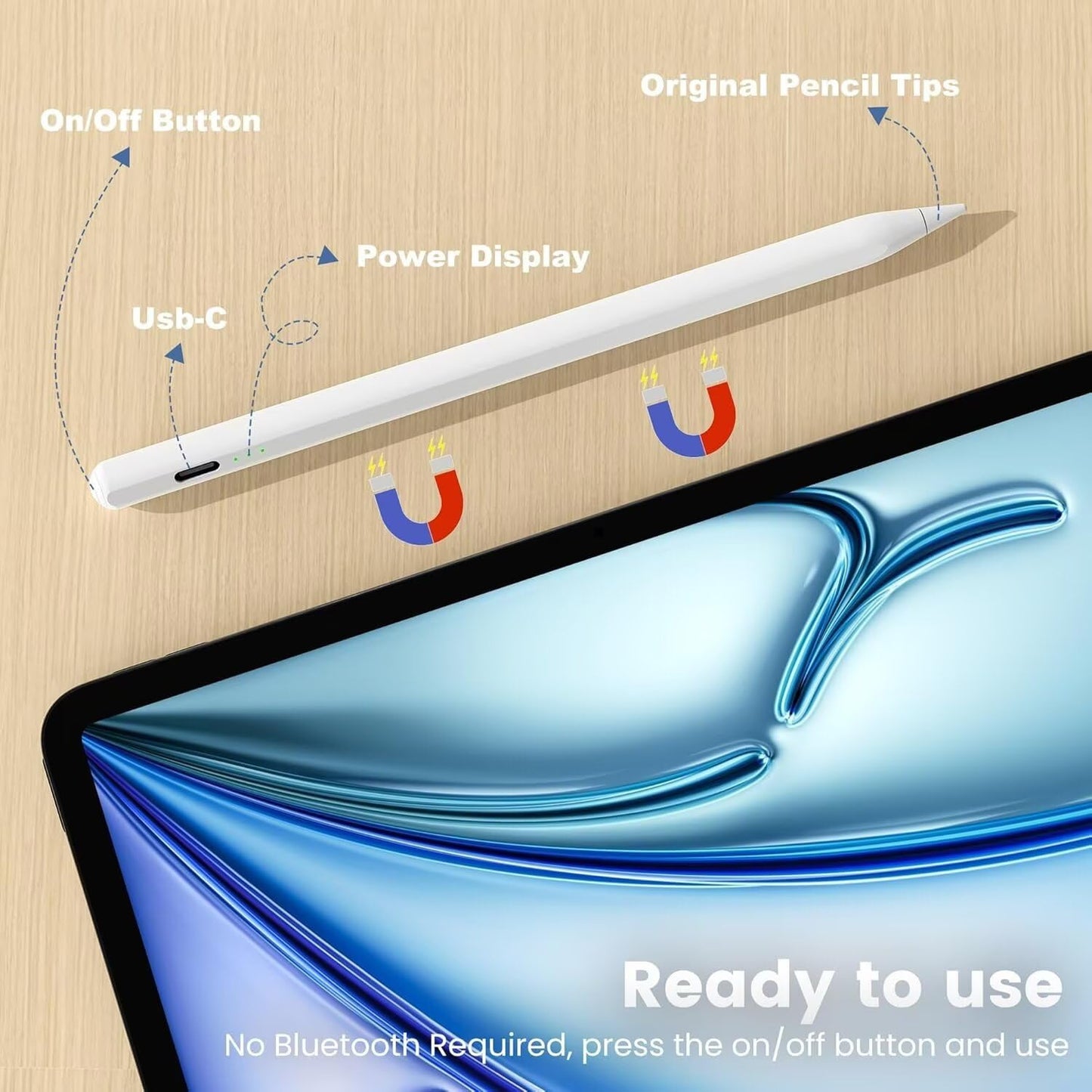 Pencil for Apple iPad A16 10th Generation, Fast Charge Stylus Pen for 2026-2018 iPad A16/11-6th Gen, Air 11/13 M4/M3/M2/5th-3rd, Pro 13/11/M4/12.9"