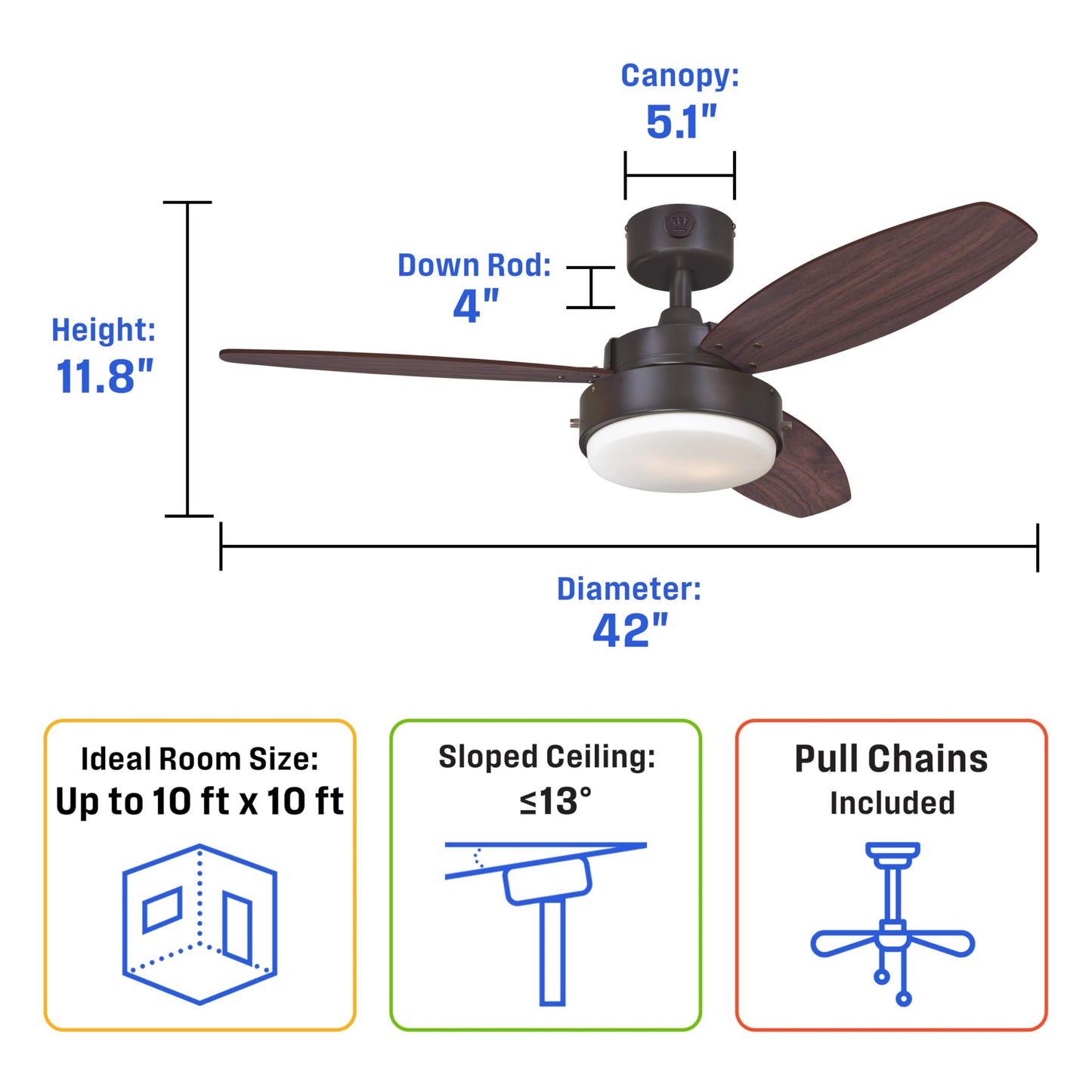 Westinghouse Alloy LED Ceiling Fan with Light, 42-Inch, Oil Rubbed Bronze