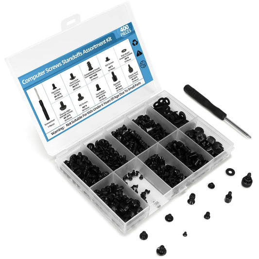 400PCS Computer Screws Assortment Kit with Screwdriver Motherboard Standoffs Screws for Universal Motherboard, HDD, SSD, Hard Drive,Fan, Power Supply