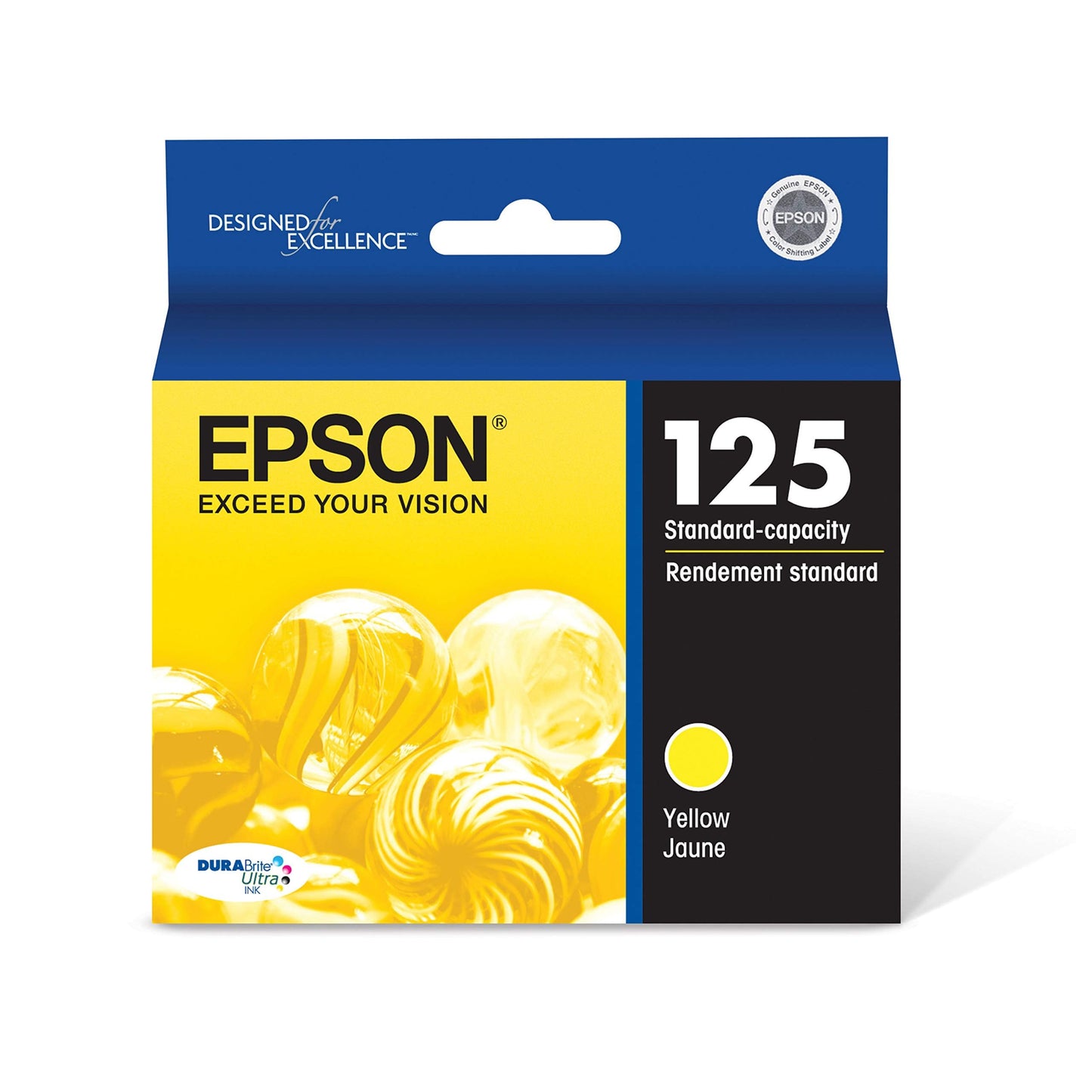 EPSON 125 DURABrite Ultra Ink Standard Capacity Yellow Cartridge (T125420) Works with Stylus NX-125, 127, 130, 230, 420, 530, 625, WorkForce WF-320