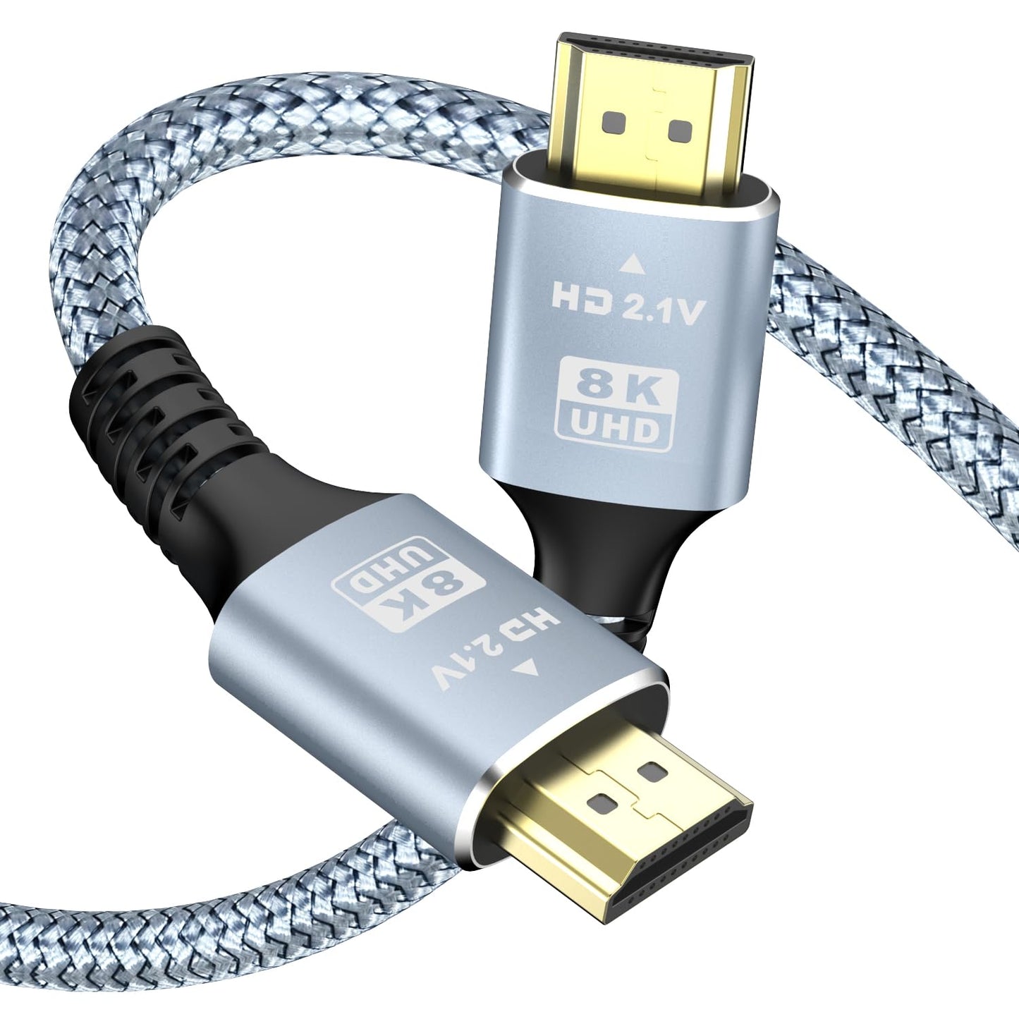 LJ zjcxin 8K 10K 4K HDMI Cable 48Gbps 2-Pack 16.4FT/5M, Certified Ultra High Speed HDMI Cable Braided Cord-4K@120Hz 8K@60Hz, DTS:X, HDCP 2.2 & 2.3