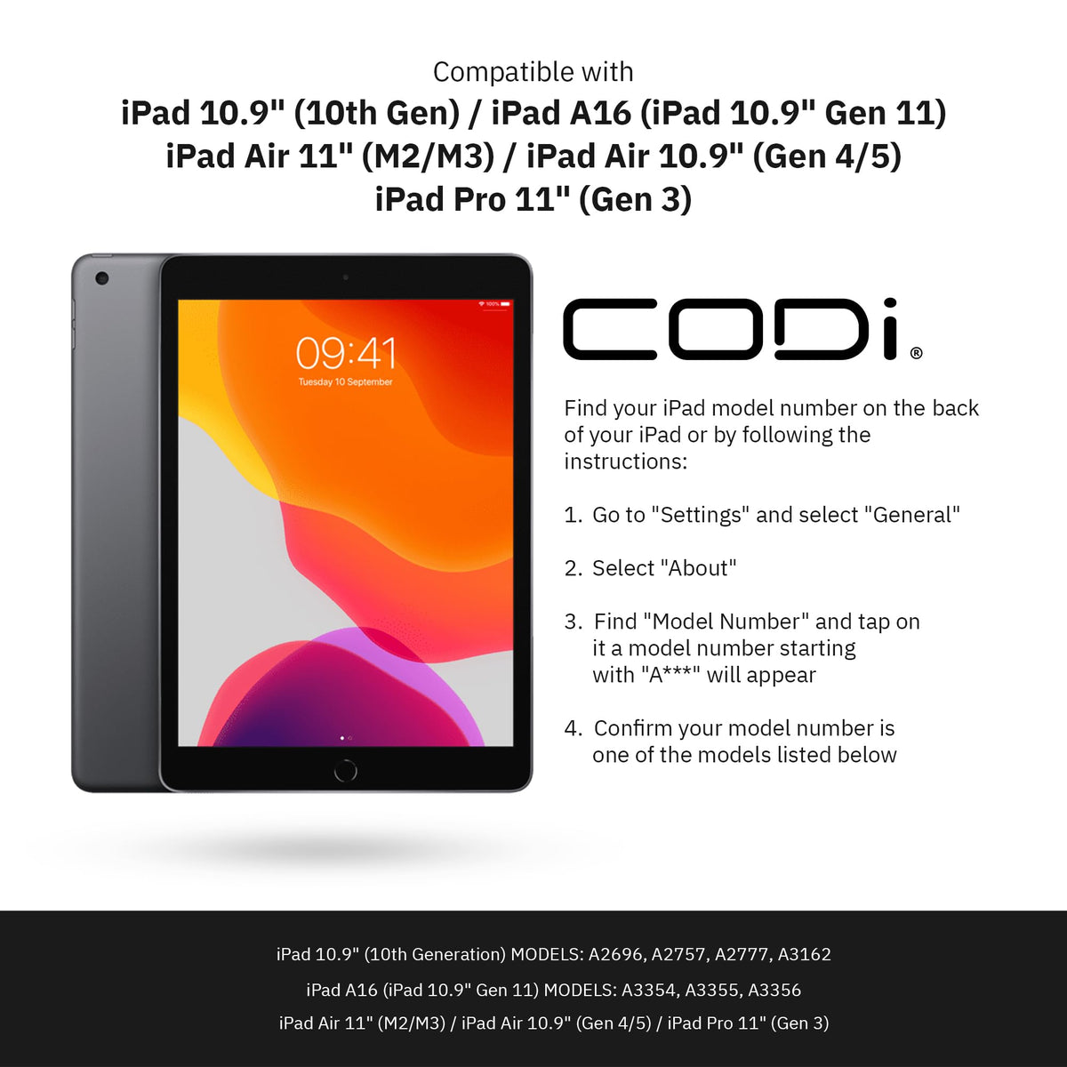 CODi Bluetooth Keyboard Folio Case with Trackpad for iPad 10.9" (10th Gen/A16), iPad Air 11" (M2,M3,M4), iPad Air 10.9" (4th-5th Gen), iPad Pro 11"