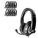 HamiltonBuhl Smart‑Trek Deluxe Over‑Ear Stereo Headsets 50‑Pack, Noise‑Canceling Mic, In‑Line Volume Control, 3.5mm Plug, Leatherette Cushions…