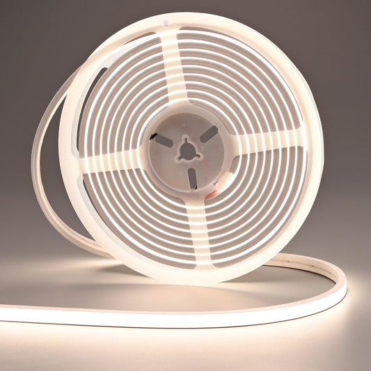 FOSUO 24V LED Neon Rope Light 16.4ft/5M, 4000K Natural White, 320LM/ft, IP67 Waterproof Outdoor, High CRI>93, Self-Adhesive Highlight Architecture