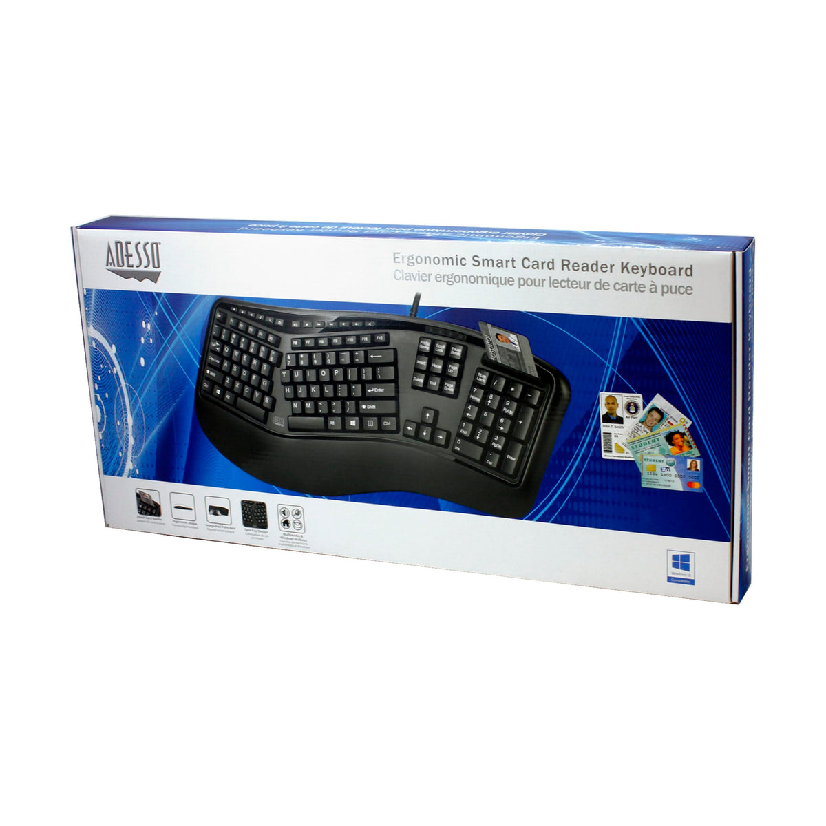 Adesso TruForm AKB-150SB-TAA Smart Card Reader Keyboard, Black