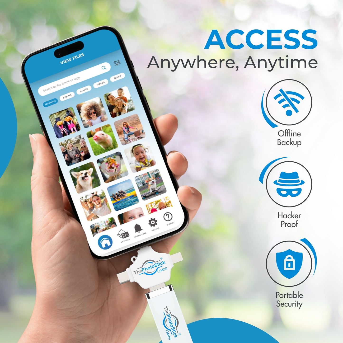 ThePhotoStick® Omni 32GB + Protective Case | Secure Photo & Video Backup and Transfer | Digital File Organization | USB & Multiport Connection