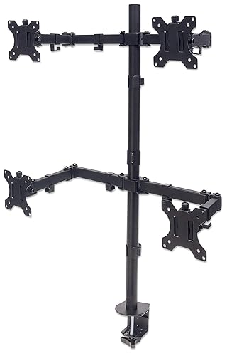 Universal Four Monitor Mount with Double-Link Swing Arms Holds Four 13" to 32" LCD Monitors up to 8 Kg (17 lbs.), Black 461566