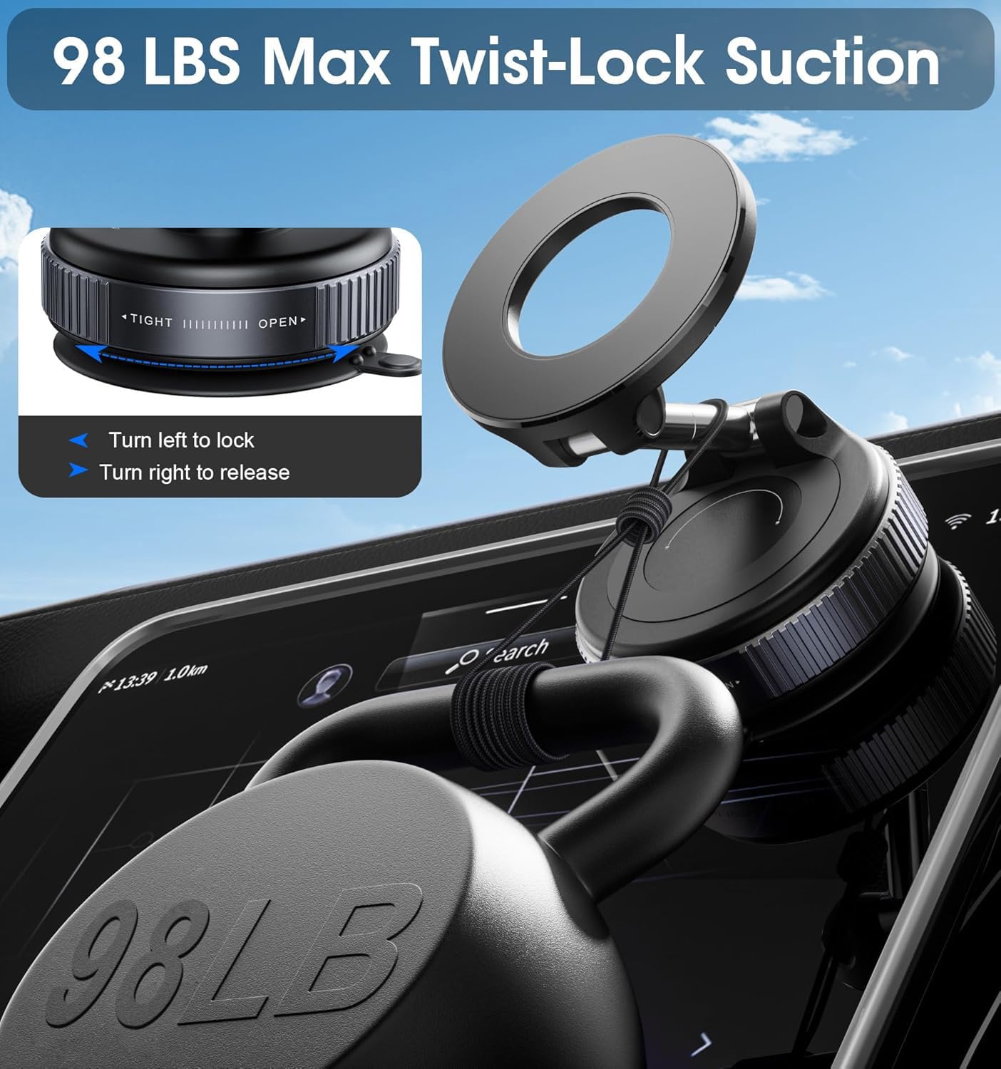 Magnetic Phone Holder for Car? Ultra Vacuum Suction Cup Phone Mount ?360° Adjustable Car Phone Holdefor Your Car Accessories for iPhone 17 15 14 13 12