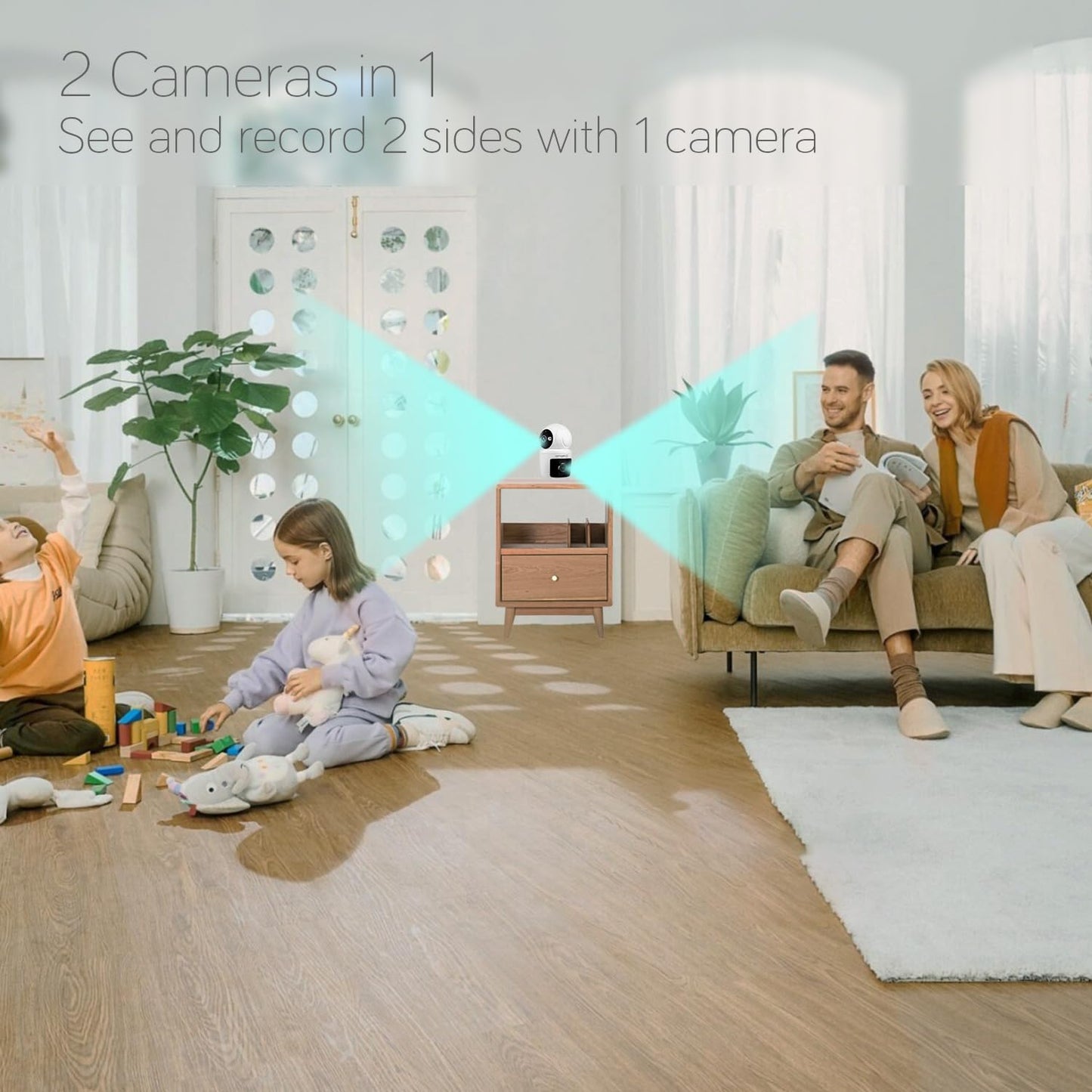 xmartO [AI Auto Track] 2K HD Auto Tracking Wireless Security Camera AC Powered, PTZ Rotation Home Camera with 2-Way Audio, Night Vision and Motion