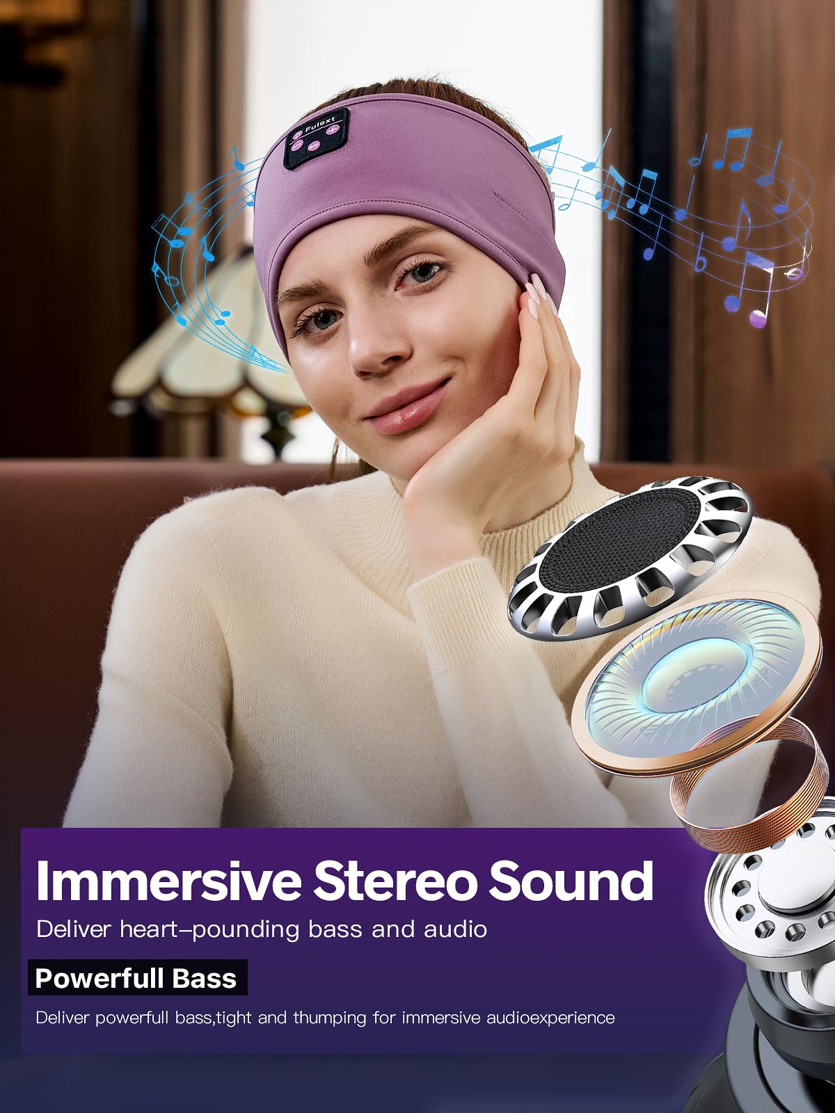 Fulext Sleep Headphones Bluetooth Headband,Sleeping Headphones Sports Headband Headset, Long Time Play Sleeping Headsets with Built in Speakers…