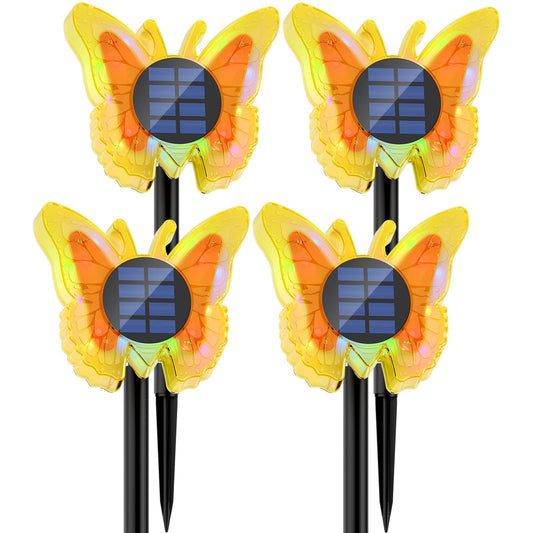 VGYVGYCC Solar Butterfly Lights Outdoor-Color-Changing 3D Glow-2-in-1 Wall & Ground-Butterfly Lights for Outside-Waterproof Garden Decorations