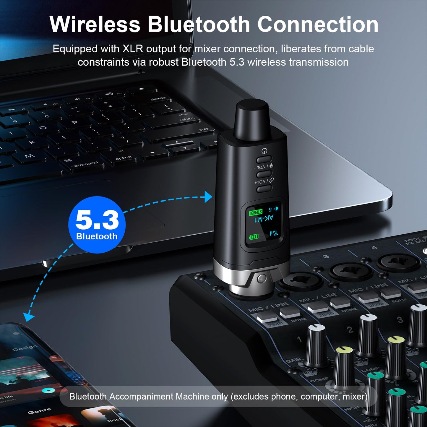 Aokeo AK-M1 XLR Bluetooth Receiver-High-Fidelity Wireless Audio Adapter,100ft Stable Connection,Stereo for Speakers,Mixers,DJ