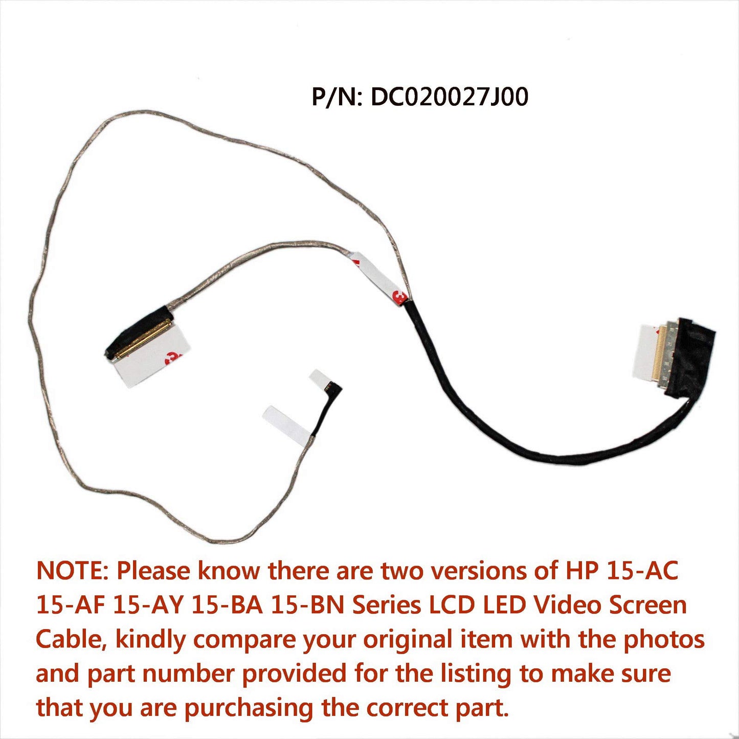 Todiys LCD LED Video Screen Cable DC020027J00 40 Pin Replacement for HP 15-AC 15-AF 15-AY 15-BA 15-BN Series 15-AC121DX, Have Two Version?Our P/N