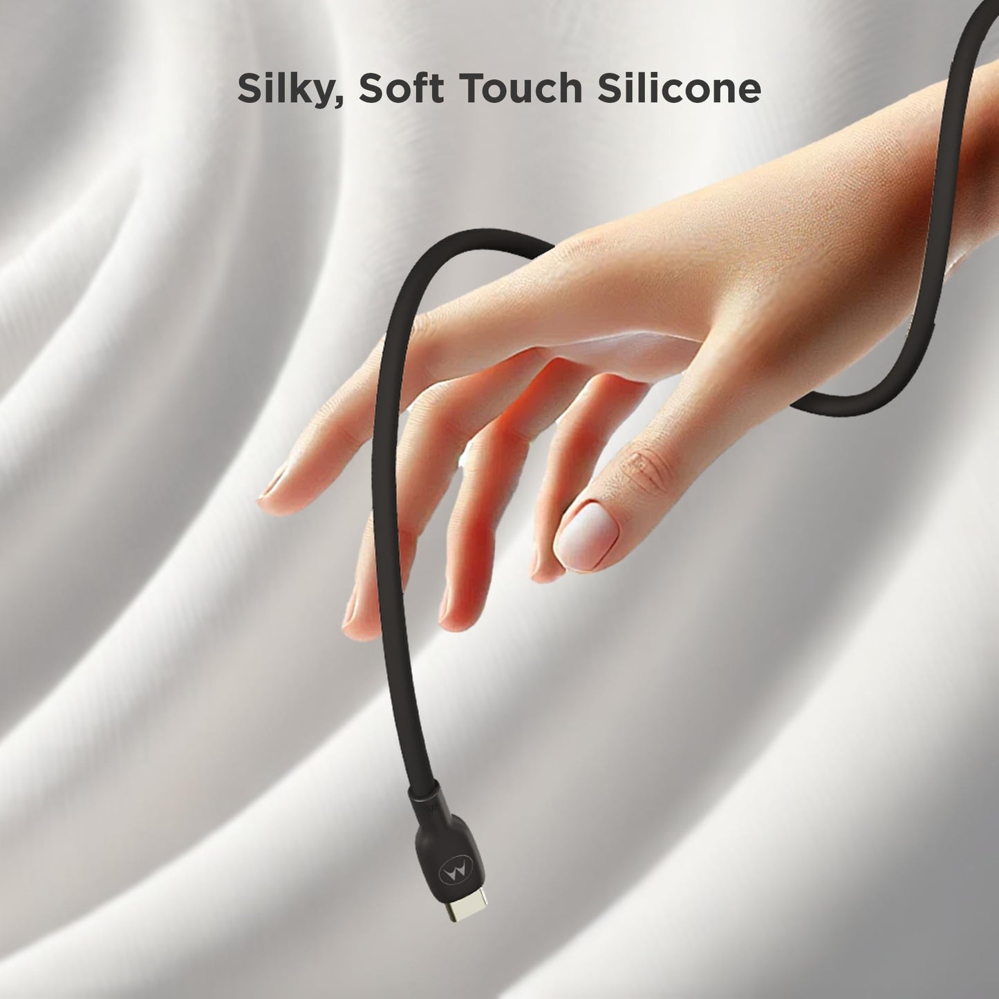 Motorola TurboPower Silicone 5A Black USB-C to USB-C Cable- 100W, 40k Bends, Flexible for Type C, Moto G Power, Play, Stylus,5G