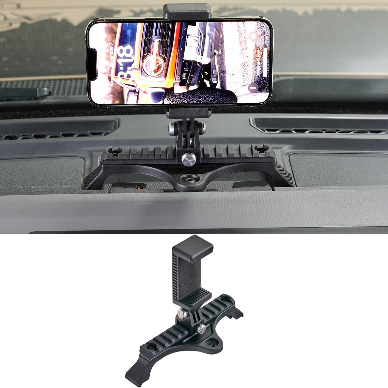 IAG I-Line Picatinny Rail w/Phone Dash Mount for Ford Bronco 2021+ 2/4 Door (Not Sport)