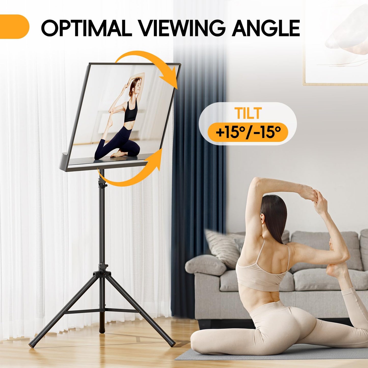 UEAKPIC Portable Tripod TV Stand for 25 to 65, 70-inch Television with ±15°Tilt, 5 Pillar Height, Dual Safety Pins, Tall Tvstand Maxi Load 110 lbs