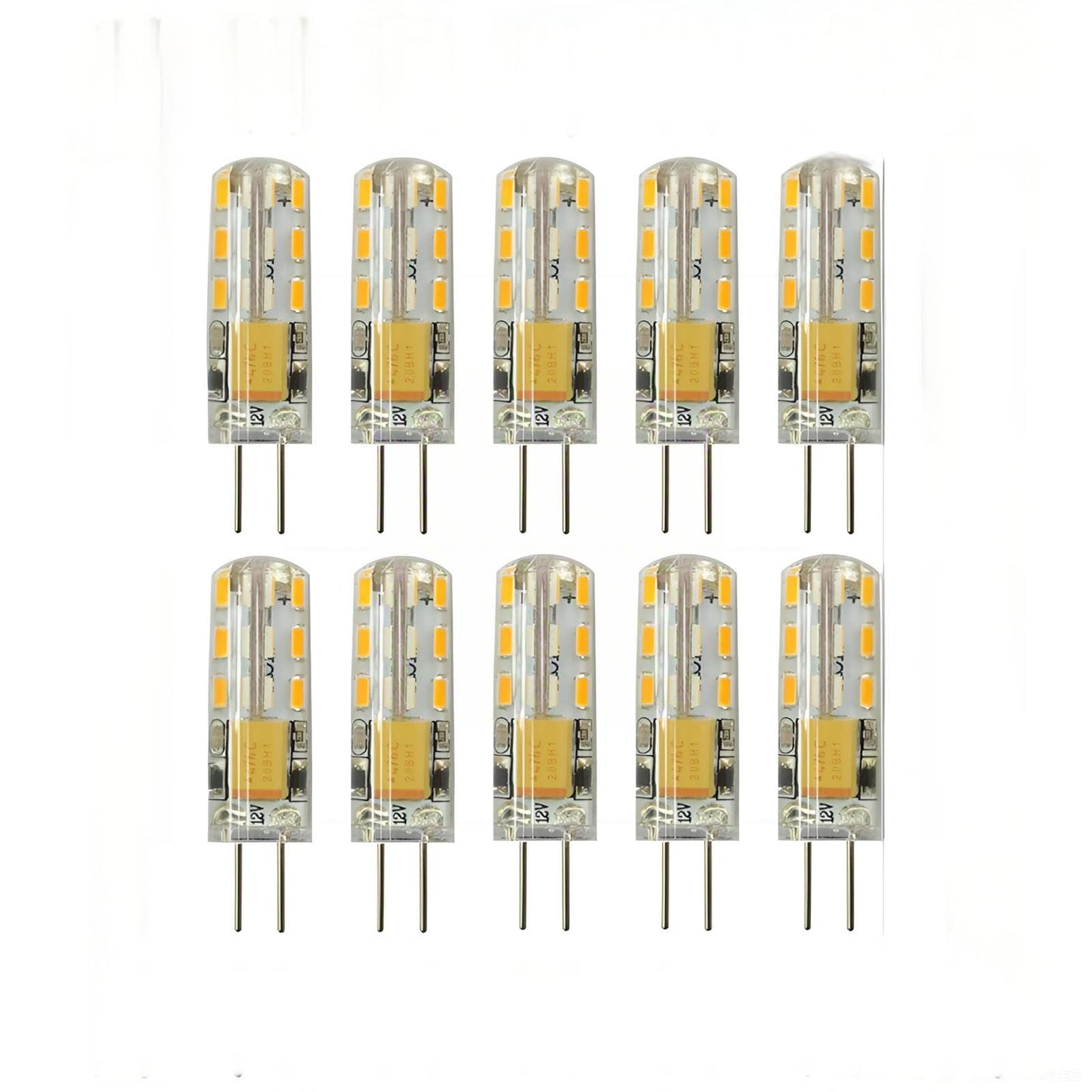 G4 LED Bulb 12V Bi-Pin 10-Pack,Silicone 360° COB,Flicker-Free Chandelier RV