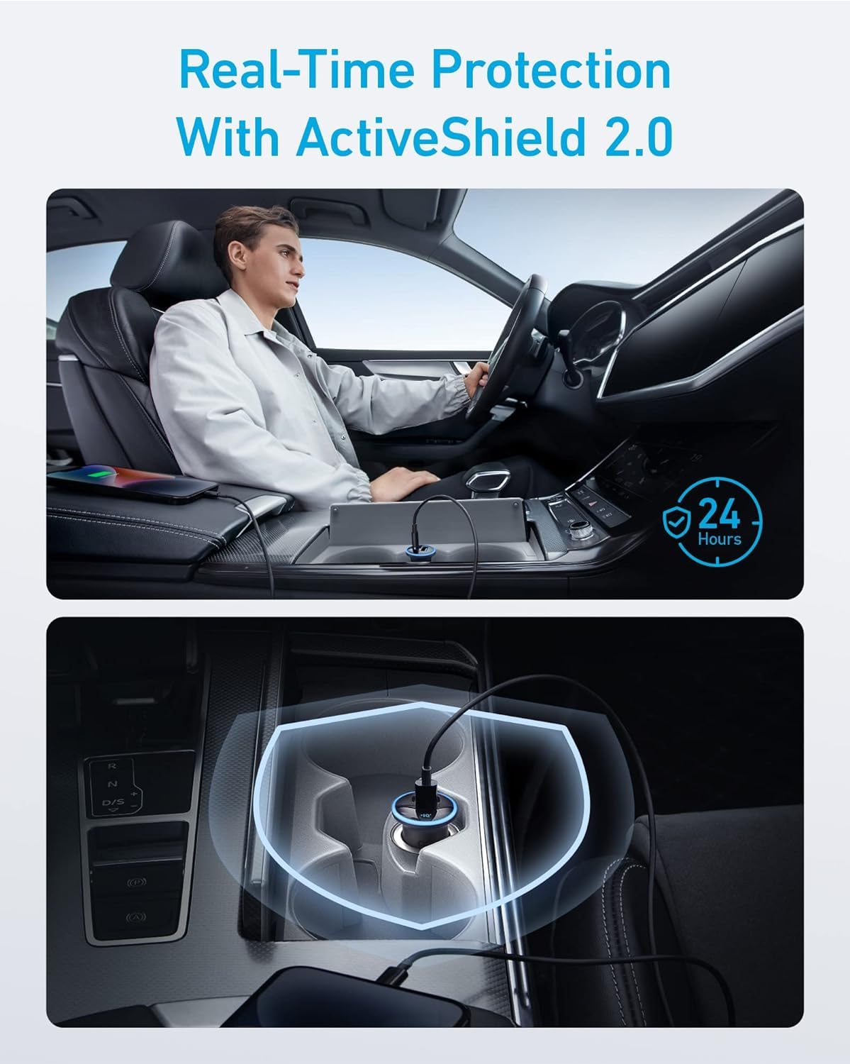 Anker 323 USB-C Car Charger Adapter, 52.5W Cigarette Lighter Charger with 30W PowerIQ 3.0 Fast Charging for iPhone 17/16/15/14/13/12 Series, Galaxy