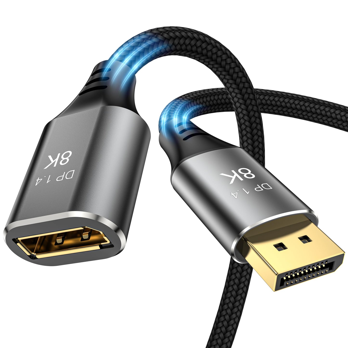 DGHUMEN 8K DisplayPort Extension Cable 3Feet, DisplayPort 1.4 Male to Female Extension Cable, Braided DP to DP Extended Cord, Supports