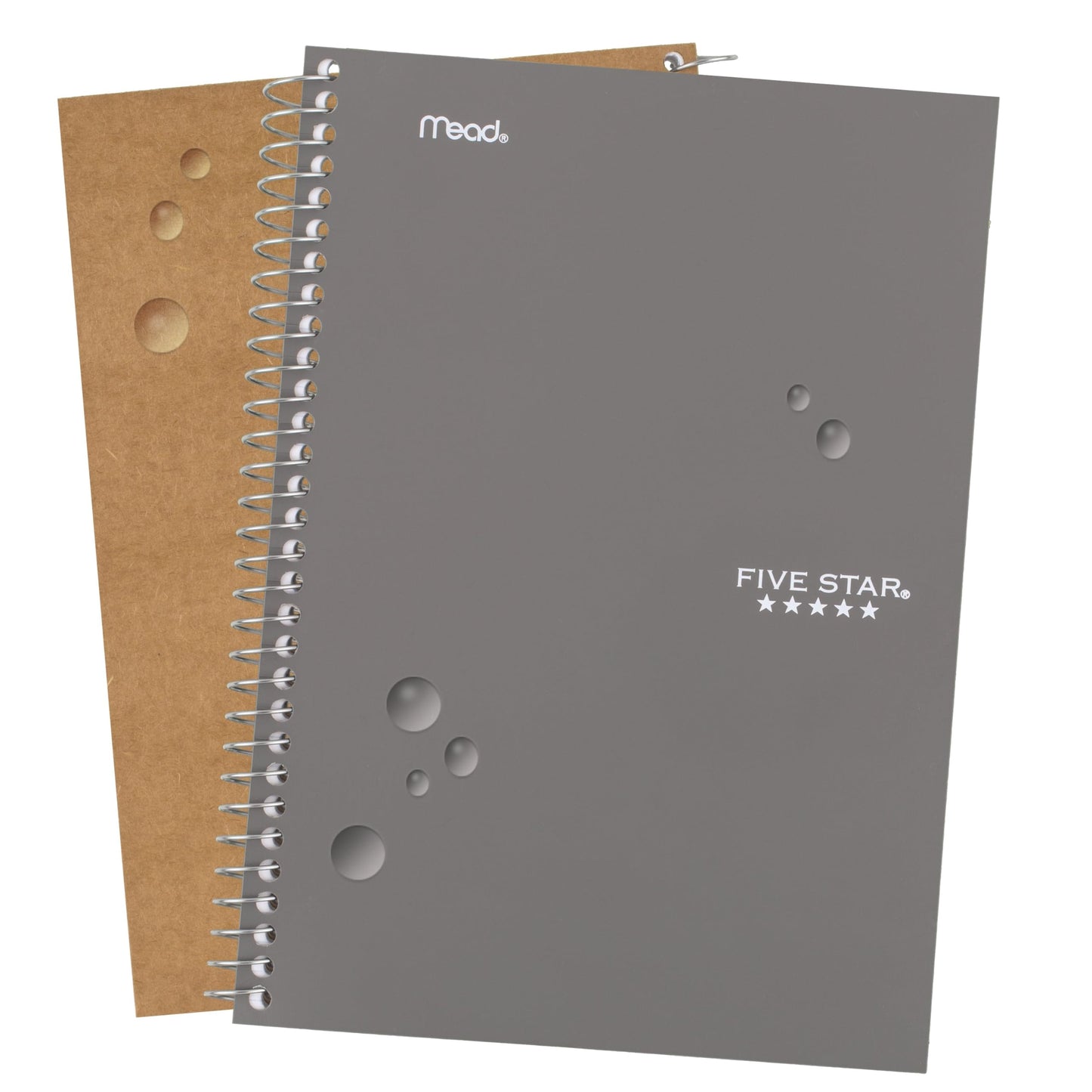 Five Star Spiral Notebook, 2 Subject, College Ruled Paper, 6" x 9-1/2", 80 Sheets, Fights Ink Bleed, Water Resistant Cover, Gray (840029AA3-ECM)