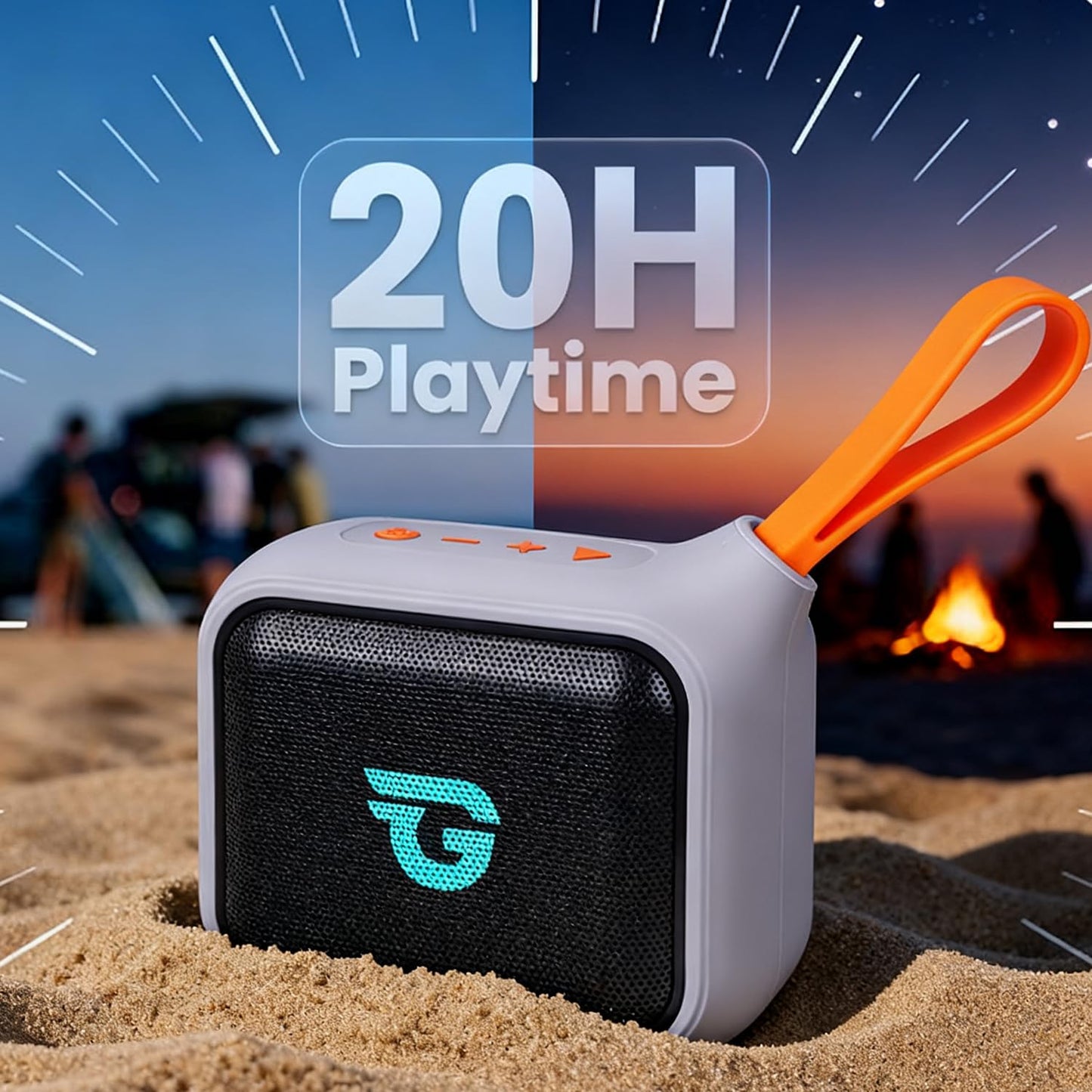 GUGOBOX 100dB Loud Deep Bass Shower Speaker, IP67 Waterproof Portable Bluetooth Speaker with Strap, 20H Playtime for Hiking Camping Travel Beach