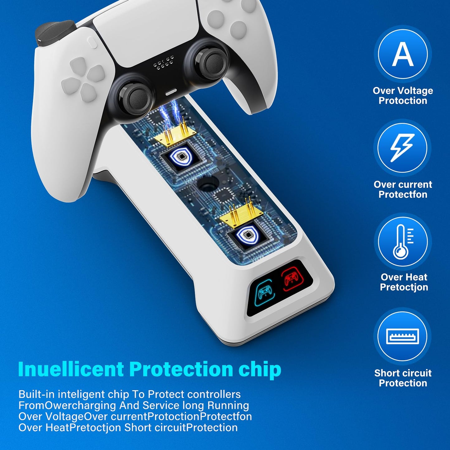Controller Charger Station,PS5 Charging Station,Controllers Dock with LED Light,PS5 Controllers Charger Station with AC Adapter for PlayStation 5