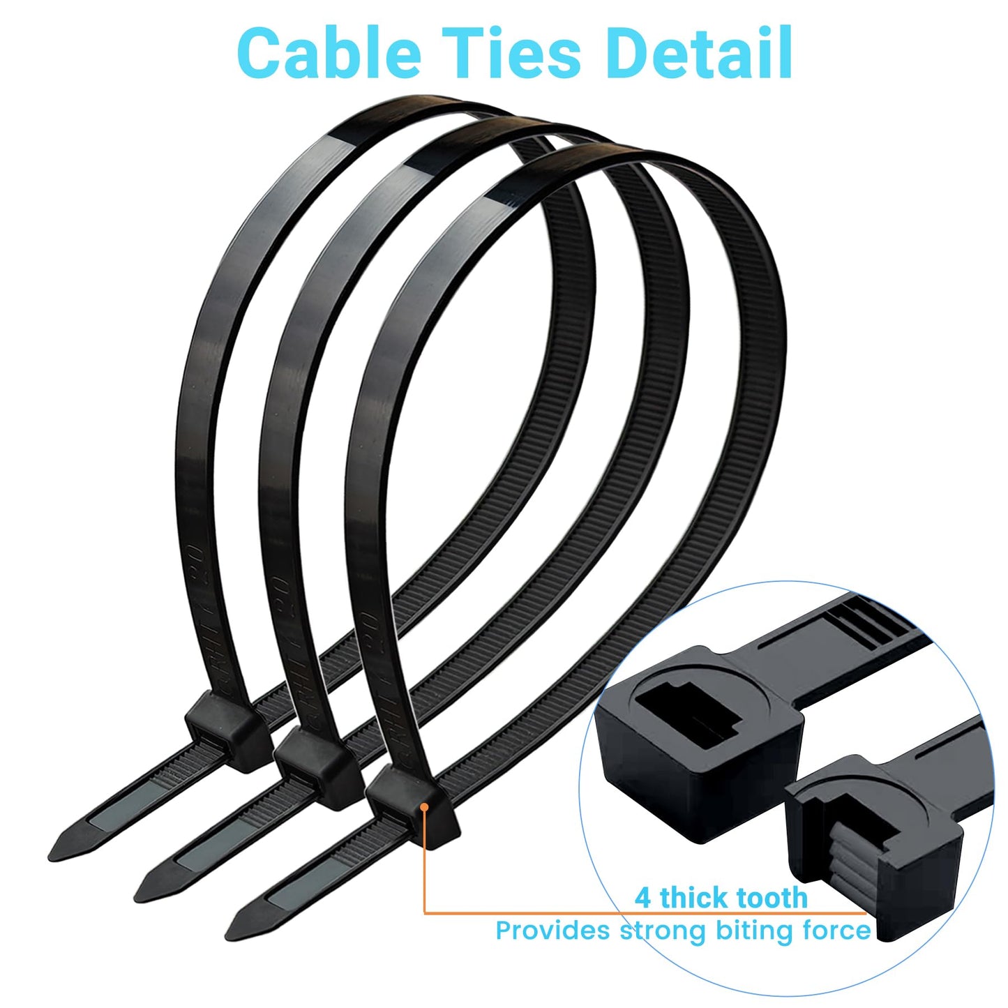 Zip Ties Heavy Duty 16 inch 100 Pack, 175 LBS Tensile Strength, Industrial Large Strong Cable Ties Self-Locking Wire Ties Wraps for Outdoor and Indoor