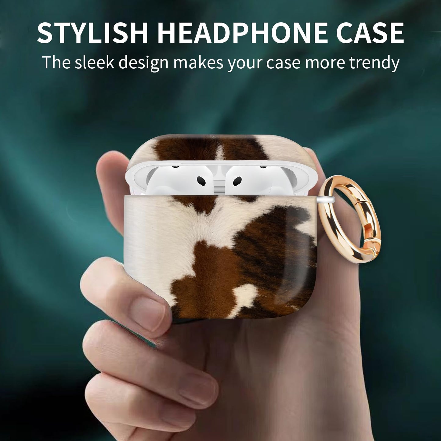 Case Cover Compatible with AirPod 4th Generation 2024, Shockproof for Women & Girls with Golden Round Buckle - Protective, Anti-Drop Design(Brown
