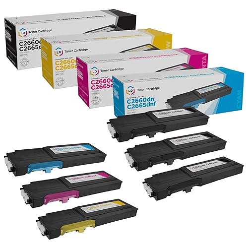 LD Products Compatible 593 Replacement for Dell C2660dn & C2665dnf High Yield Printer Toner Cartridges (3 Black 593-BBBU, 1 Cyan 593-BBBT, 1 Magenta