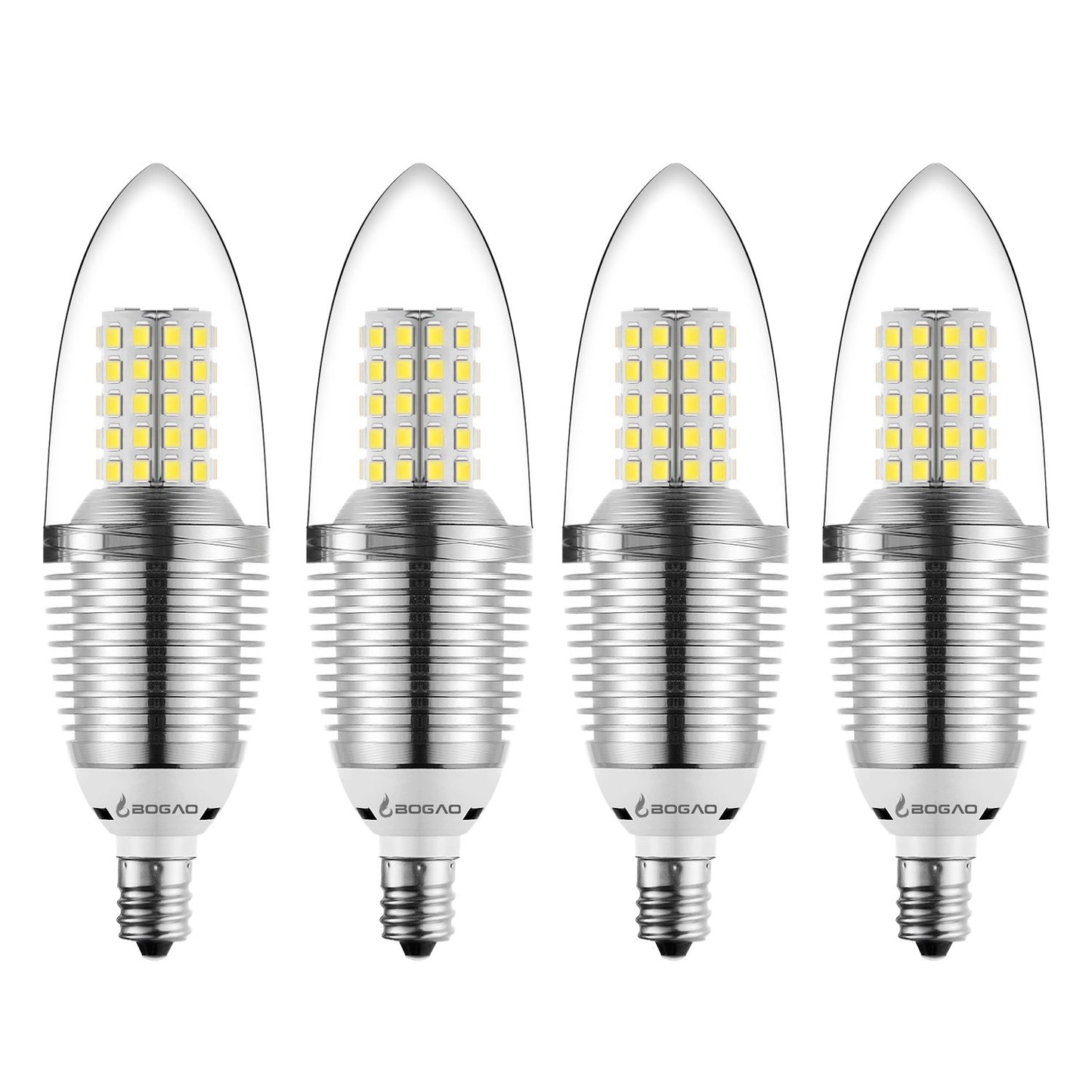 BOGAO E12 LED Candelabra Bulb, 12W Daylight White 6000K LED Candle Bulbs, 80-100 Watt Light Bulbs Equivalent, E12 Candelabra Base,1200 Lumens LED