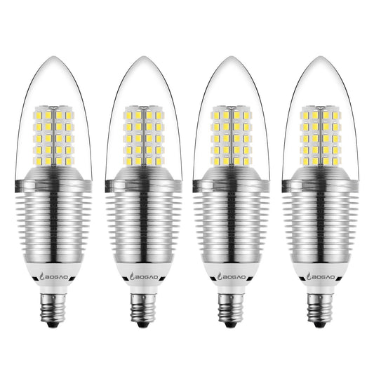 BOGAO E12 LED Candelabra Bulb, 12W Daylight White 6000K LED Candle Bulbs, 80-100 Watt Light Bulbs Equivalent, E12 Candelabra Base,1200 Lumens LED