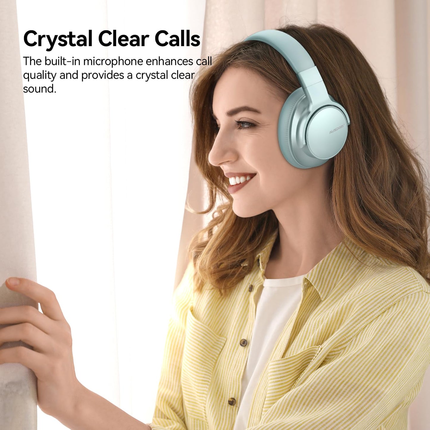AUSDOM Wireless Noise Cancelling Headphones Bluetooth, E7 Over-Ear ANC Headphones with Microphone, 50Hrs Playtime, Hi-Fi Stereo Sound, USB C Charge…