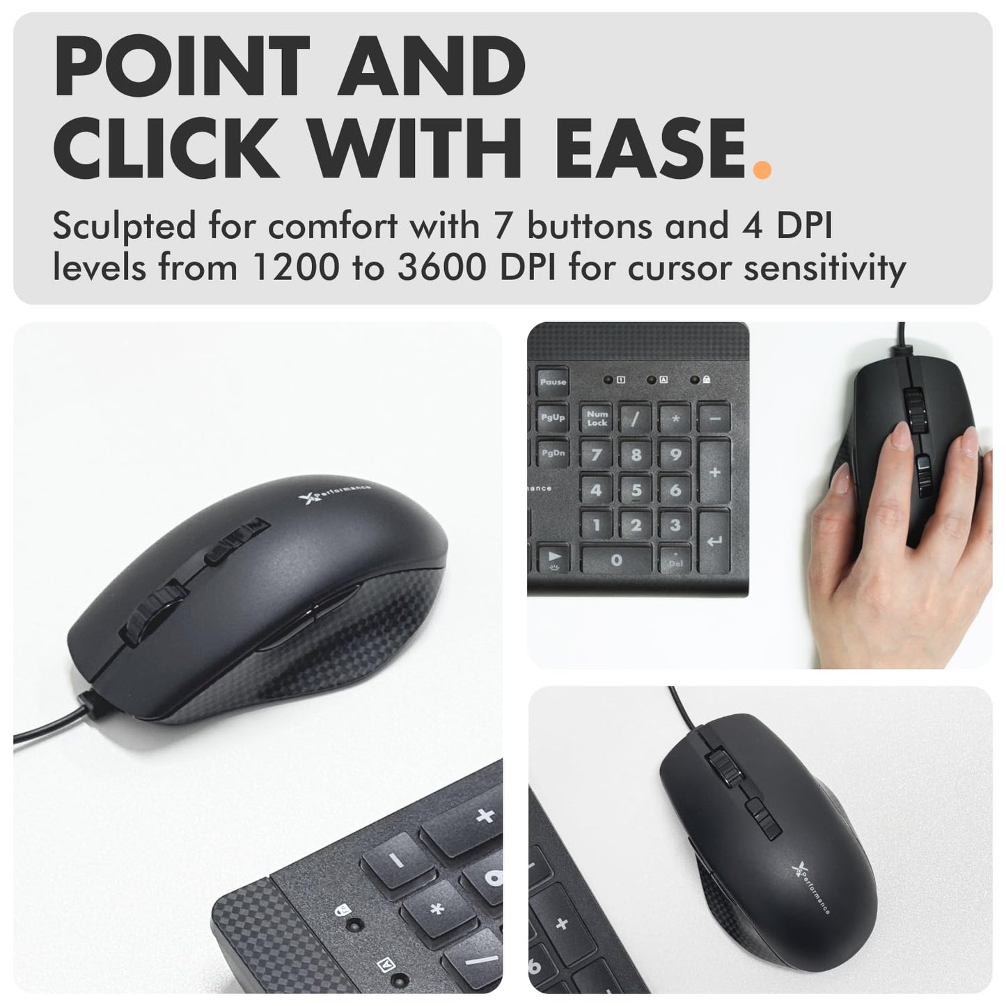 X9 Performance Wired Keyboard and Mouse Combo - Large Print Backlit Keys for Seniors, Lighted Computer Keyboard Wired, 7 LED Colors, 4 DPI Modes, USB