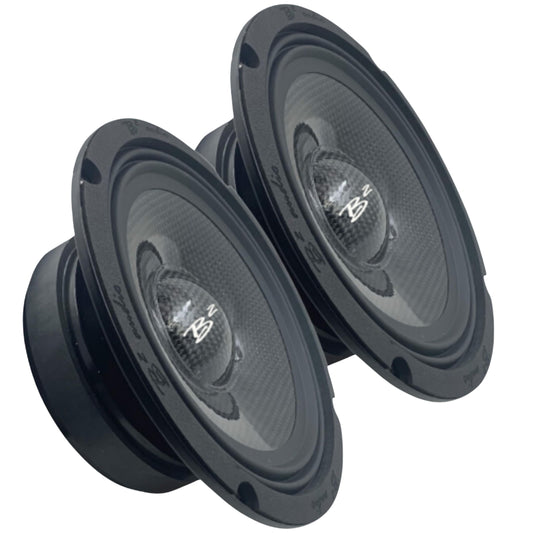B2 Audio Pair of 6.5" Carbon Fiber 3.3-Ohm 80W Shallow Mount Water Resistant Speakers