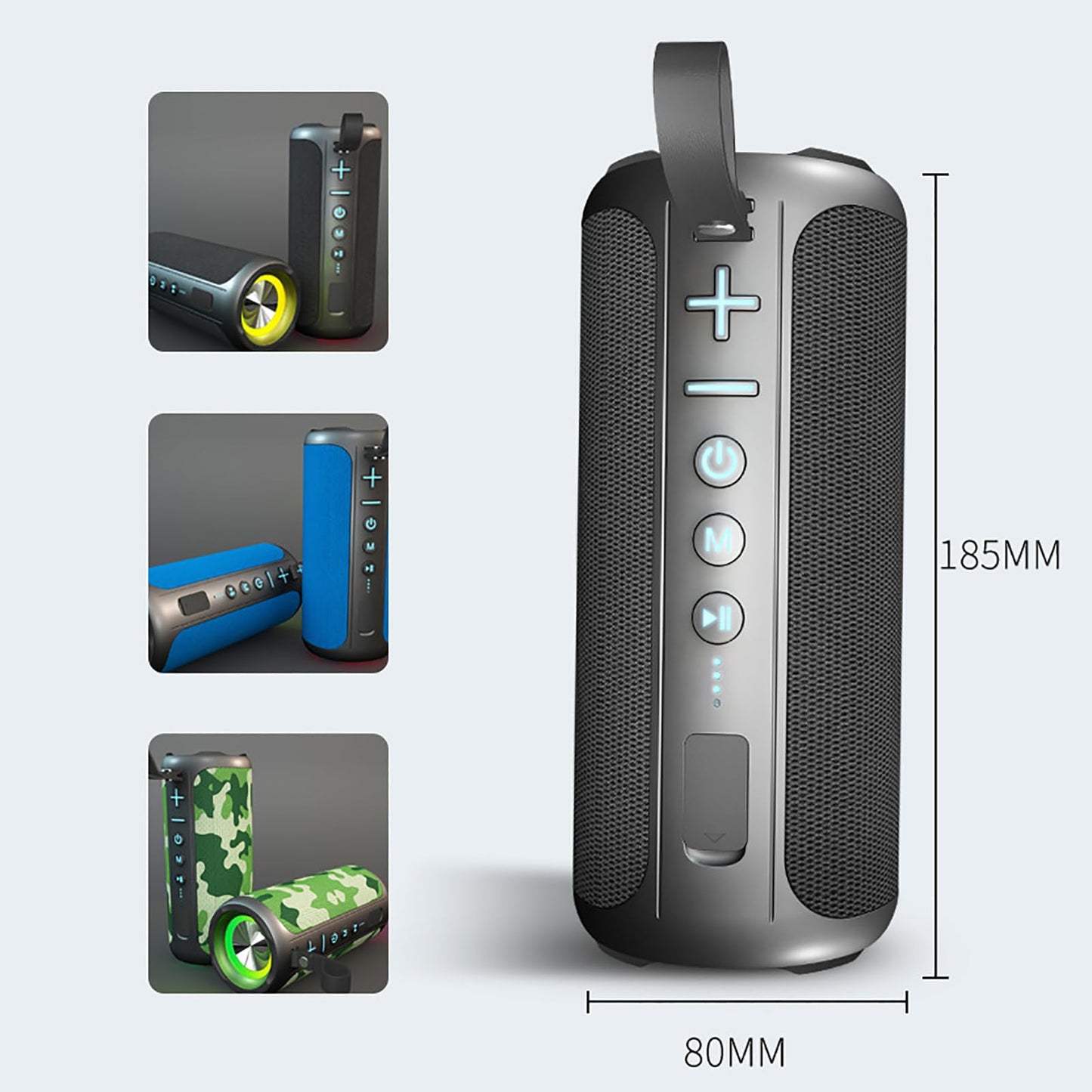 Portable Bluetooth Speakers, Multifunctional 20W Outdoor Waterproof High-Power Bluetooth Speaker with Dual Speakers, Bass Boost, IPX6 Water