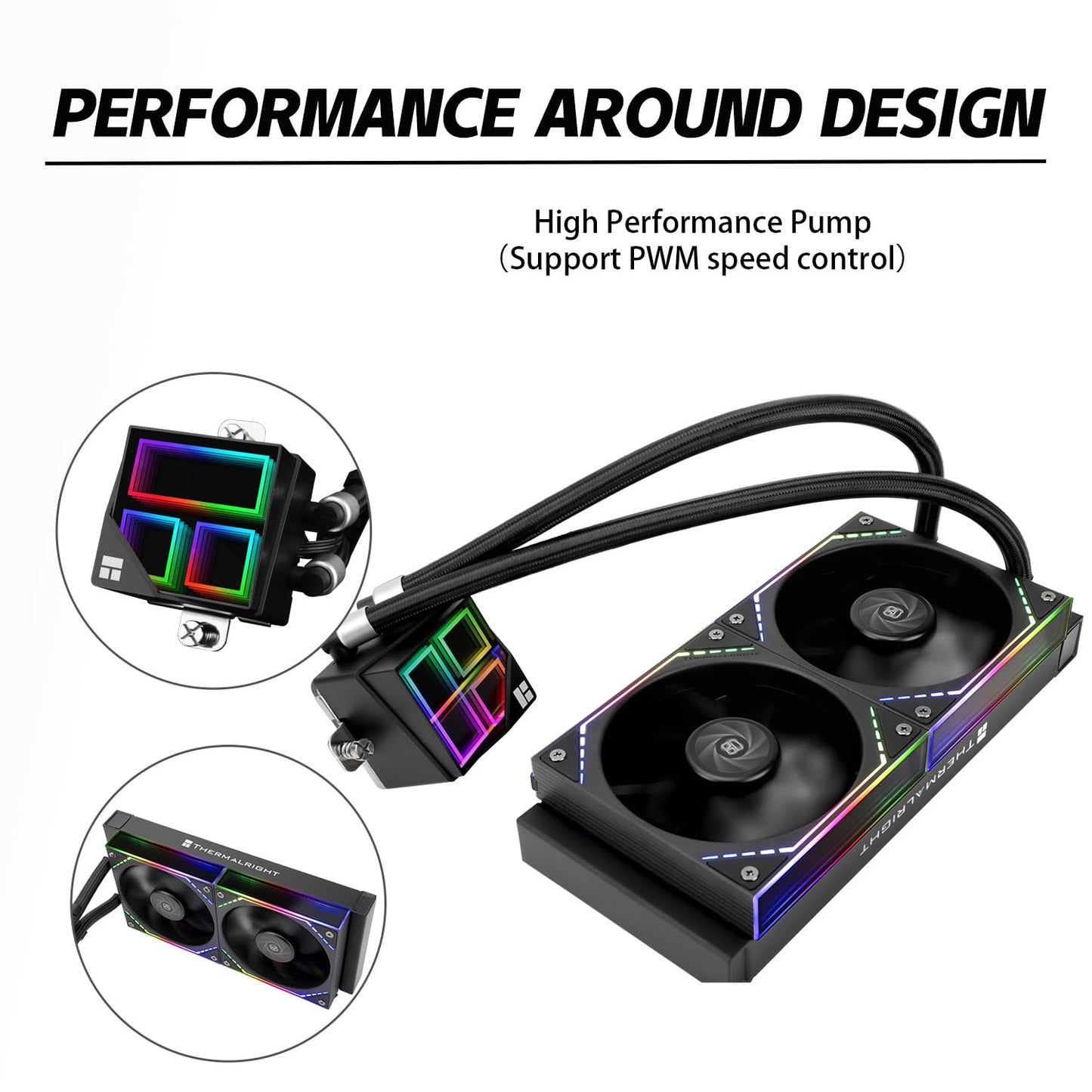 Thermalrlght Frozen Infinity 240 Black CPU Aio Cooler,TL-M12*2 PWM Fans,Computer CPU Water Cooler,ARGB Infinity Mirror,240 CPU Liquid