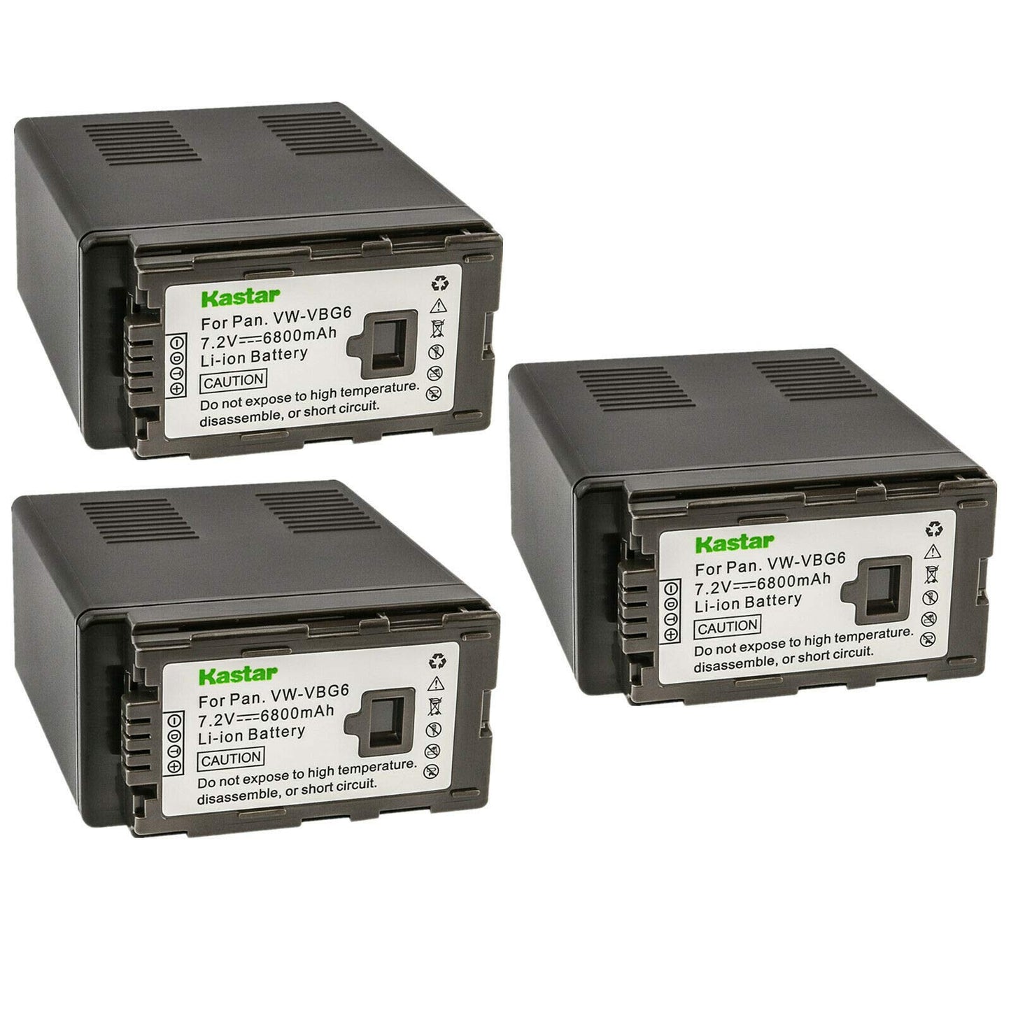 Kastar 3-Pack VW-VBG6 Battery Replacement for Panasonic VW-VBG6 VW-VBG6GK VW-VBG6-K VW-VBG6PPK CGA-E625 Battery, DE-A38, VSK0631, VSK0698 Charger
