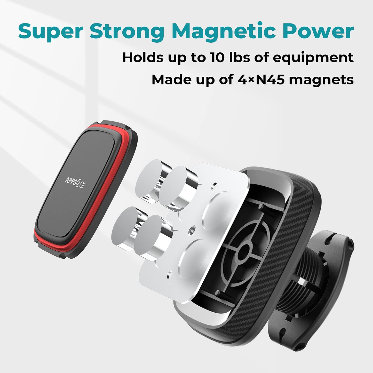 APPS2Car Magnetic Phone Holder for Car, Dashboard Windshield Phone Holder Mount with Flexible Arm & Built-in Strong Magnets, Suction Cup Phone Holder
