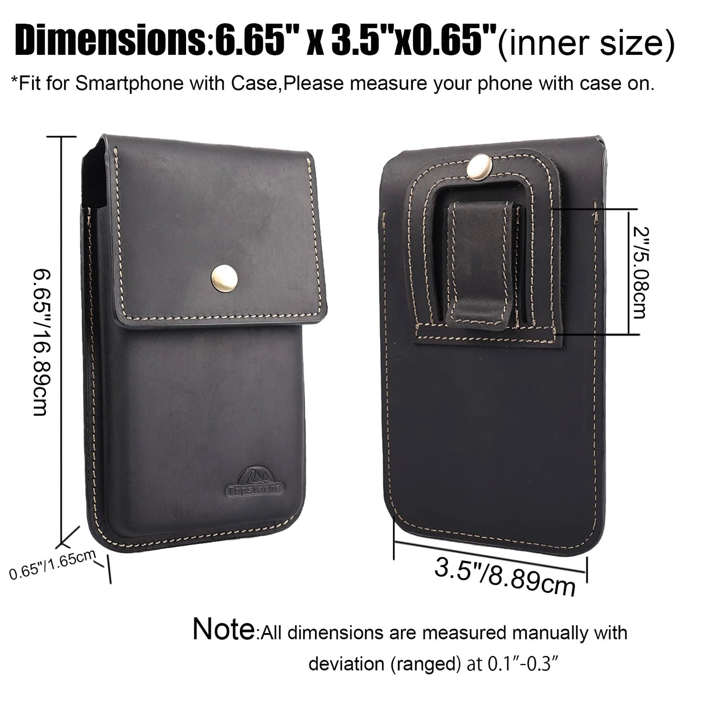 Topstache Leather Phone Holster for Men - Magnetic Closure Cell Phone Holder Case for iPhone 17/16/15/14/13/12 - Belt Clip Leather Belt Pouch Case
