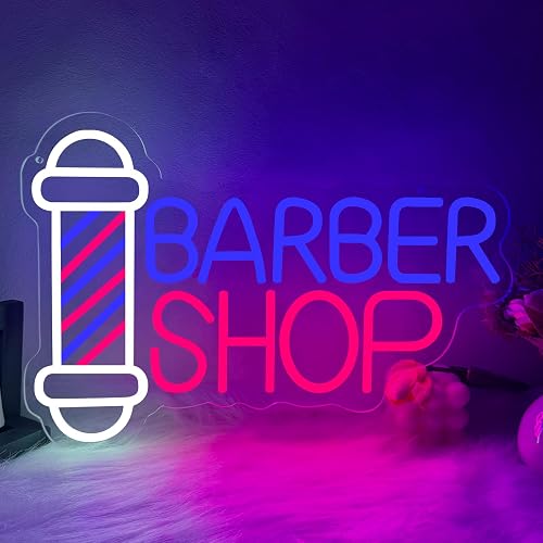 Barber Shop Neon Sign, Hair Salon LED Neon Light for Barber Business, Barber Open Sign Dimmable Neon Signs for Beauty Hair Salon Store Window Wall