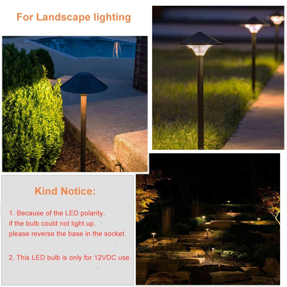 Cheopha T10 T5 Wedge Base Led Bulb 12V Landscape Bulb 1W 2700K 6-Pack