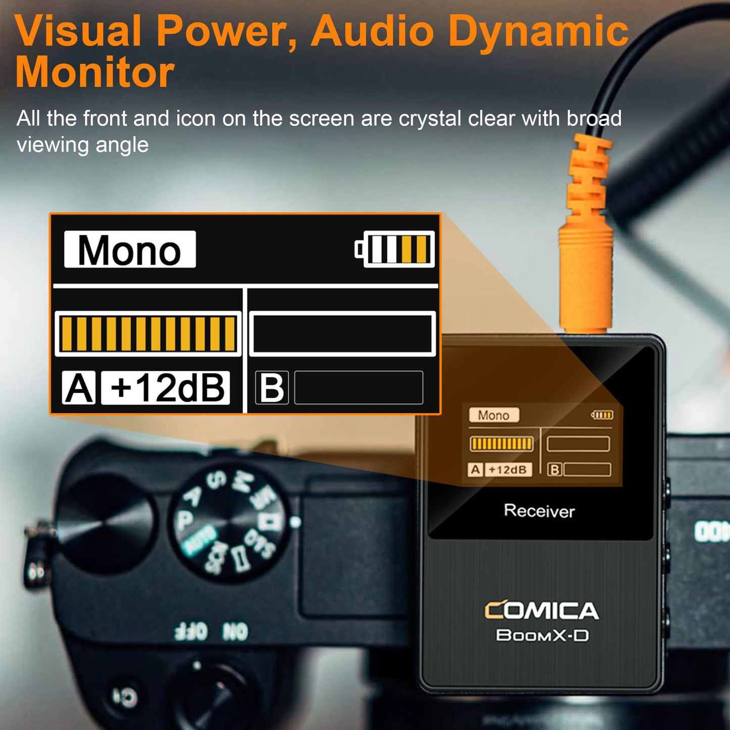Comica BoomX-D2 - Wireless Microphone System for Cameras, Camcorders, Smartphones, Laptops, Compact Wireless Lavalier Lapel Microphone with Safety