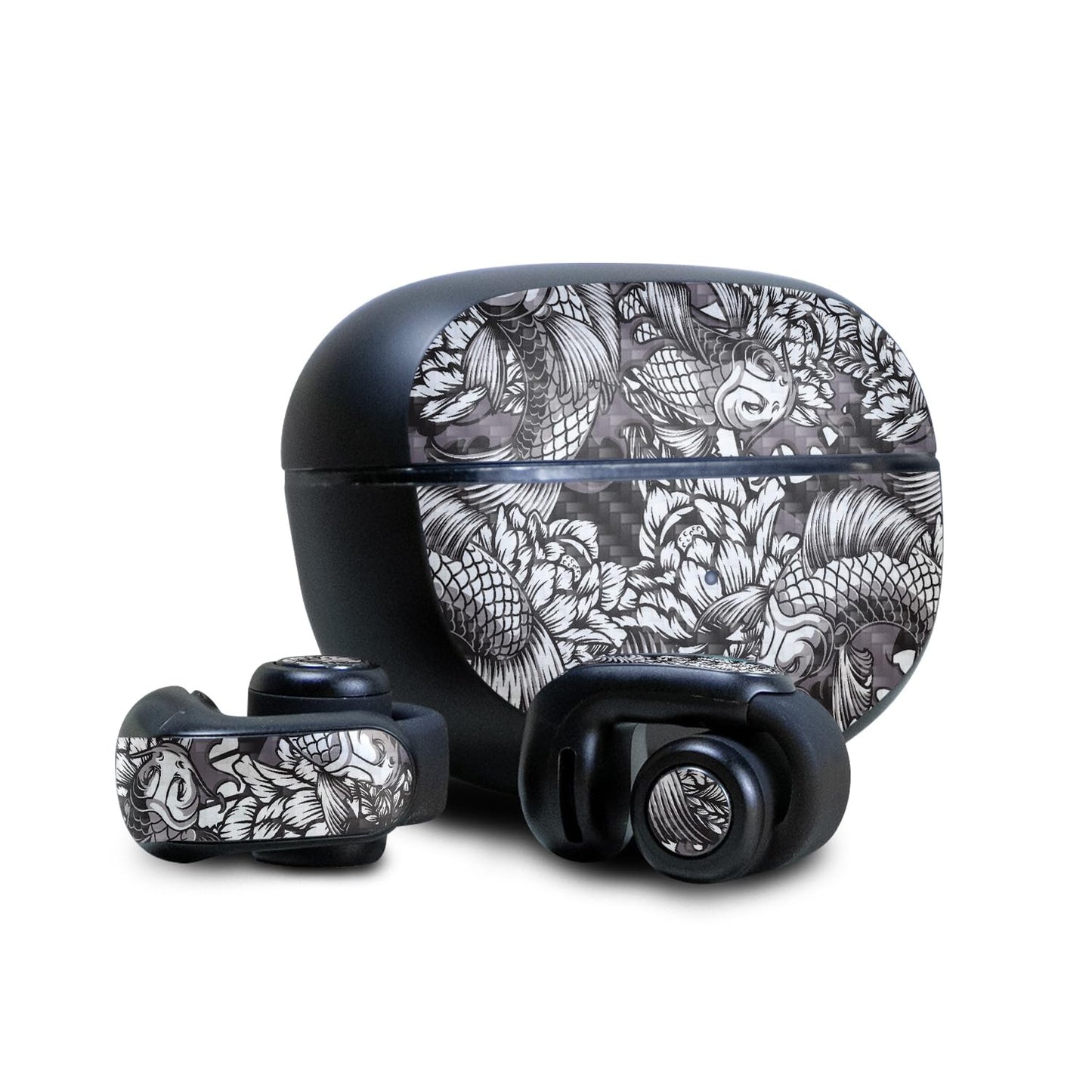 Carbon Fiber Skin Compatible with Bose Ultra Open Earbuds - Angry Koi - Premium 3M Vinyl Protective Wrap Decal Cover - Easy to Apply | Crafted…