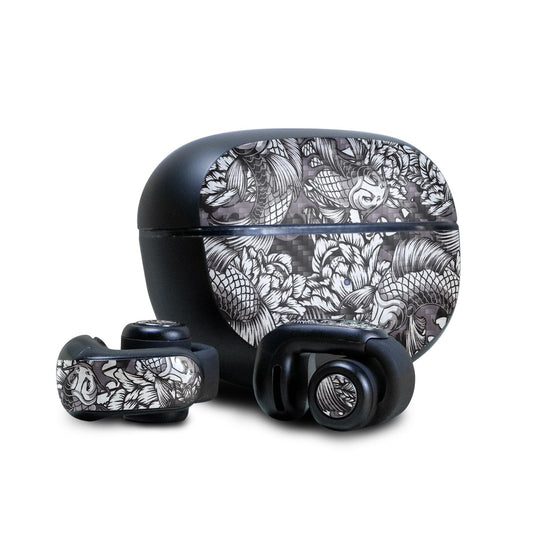 Carbon Fiber Skin Compatible with Bose Ultra Open Earbuds - Angry Koi - Premium 3M Vinyl Protective Wrap Decal Cover - Easy to Apply | Crafted…
