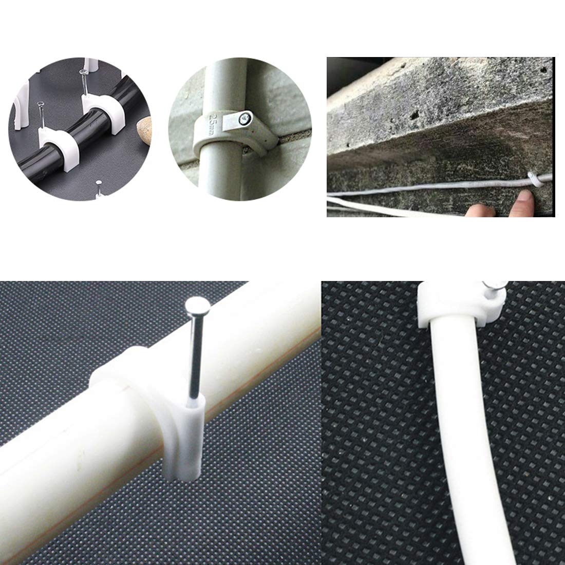 200PCS Round Cable Wire Clips Cable Management Cord Tie (8mm)