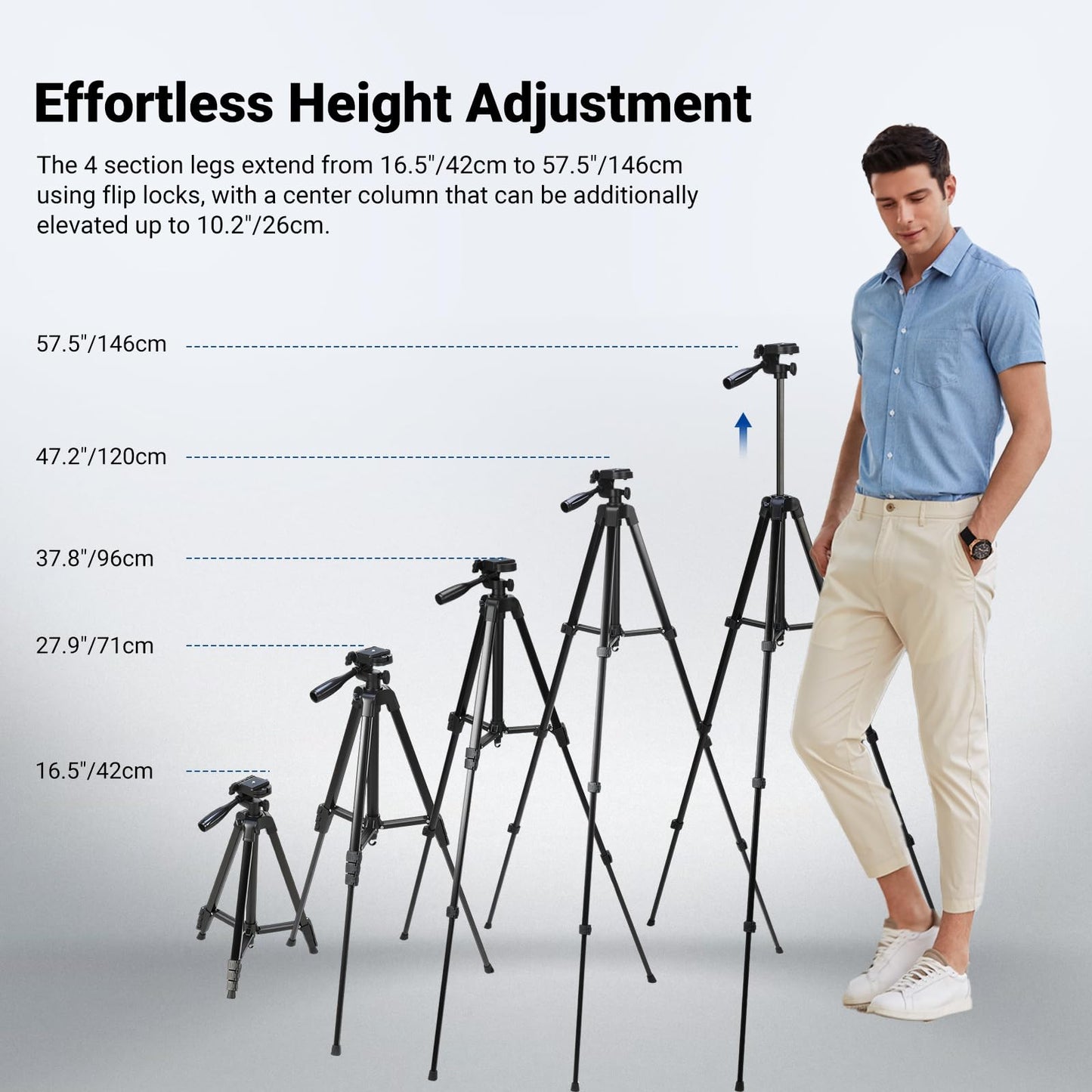 NEEWER Entry Level Version Tripod for Cell Phone & Camera, Metal Lightweight Portable Travel Stand with Cold Shoe Cellphone Holder Mount Compatible