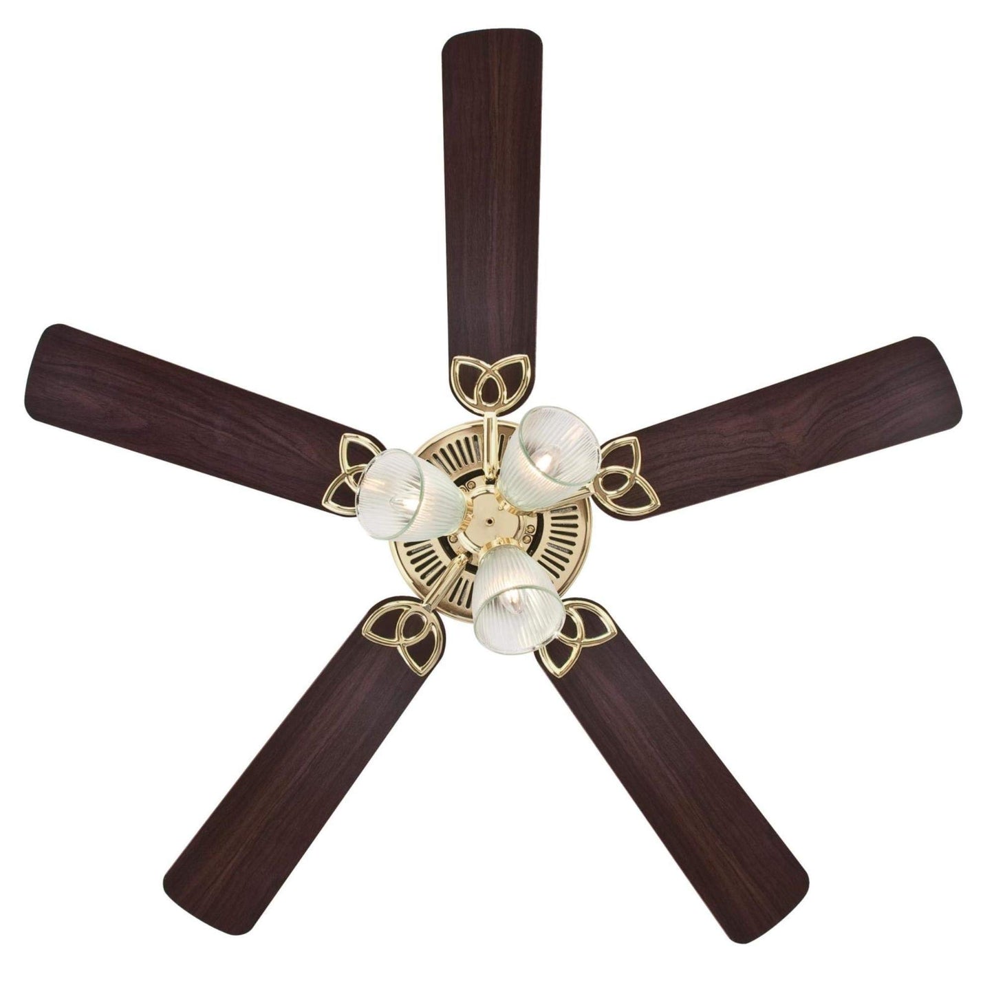 Westinghouse 7233800 Vintage Ceiling Fan with Light, 52 in., Polished Brass