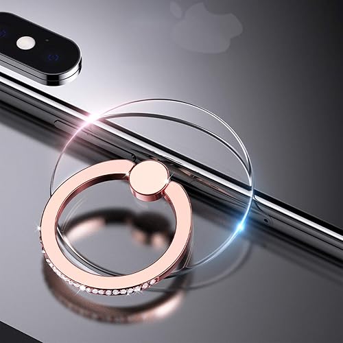 YINHEXI 2 Pcs Transparent Phone Ring Stand Holder Cell Phone Ring Holder Finger Grip 360 Degree Rotation (Rose Gold & Diamond-1)