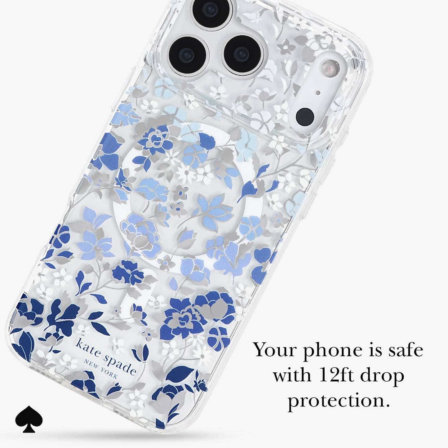 kate spade new york iPhone 17 Pro Max Case - Flowerbed Blue Gems